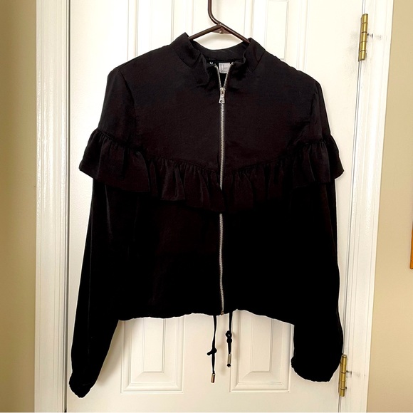 Divided Women’s Lightweight Black Jacket With Ruffles - Picture 1 of 3